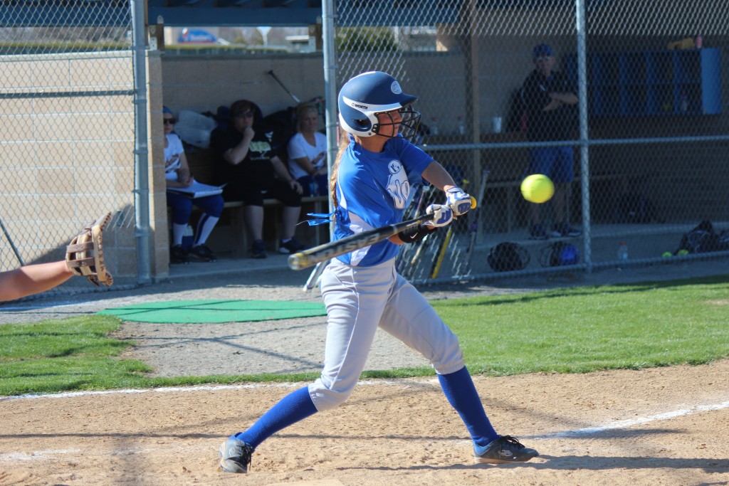 JALC sophomore centerfielder Maddie Craig prepares to attack a fastball in game action. (Logan Media Services photo by John D. Homan)