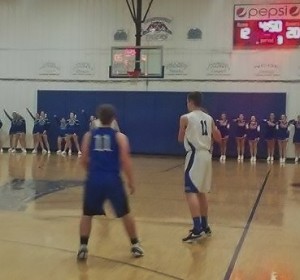 Tiger G-F Reed Raubach being guarded by Tyler Winters, who has over 1,000 points in his career. 
