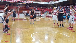 Zoe Carlton steps to the free throw line for the Rangerettes in Tuesday nights game against the Redbirds. (William McPherson photo)