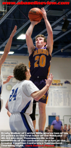 Carrier Mills' Brody Walker pulls a jumper over Jared Payne -Jack Bullock Photo