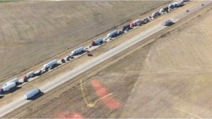 Arial picture of the tie up on East Bound route 64.  WSIL photo.  