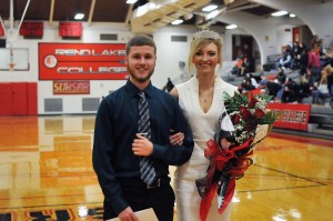 Wade Hutchens, LEFT, and Grace Pytlinski, RIGHT, were crowned the Rend Lake College 2017 Homecoming King and Queen during halftime of the Warriors Basketball game Wednesday night. The King and Queen are voted for by the RLC student body every spring. (ReAnne Palmer - RLC Media Services) 