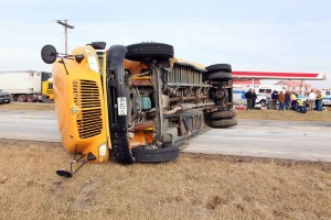 Teutopolis bus involeve in a crash on the way to tonight's game (Dave McClain-Shelby County News)