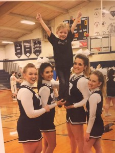 Z-R cheerleaders with Coach Morgan's daughter Briley