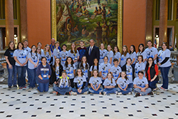 State Senator Dale Fowler (middle) meets with the Jr Beta Club from Vienna 