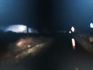 Dash cam still photo of the Tornado that struck near Mulkeytown, retrieved from Franklin County EMA Director Ryan Buckingham's on board vehicle camera system. Observing severe weather at night can be particularly difficult and dangerous due to low visibility and other environmental factors. (FCEMA photo)