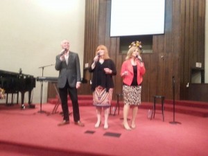 The Talley's in concert at Thompsonville First Baptist Church. left is Roger, center is Debra, and right is Lauren. 