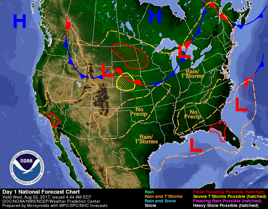 CHANCE OF STORMS TODAY AND TOMORROW.....HIGHS IN THE LOW 80's THIS