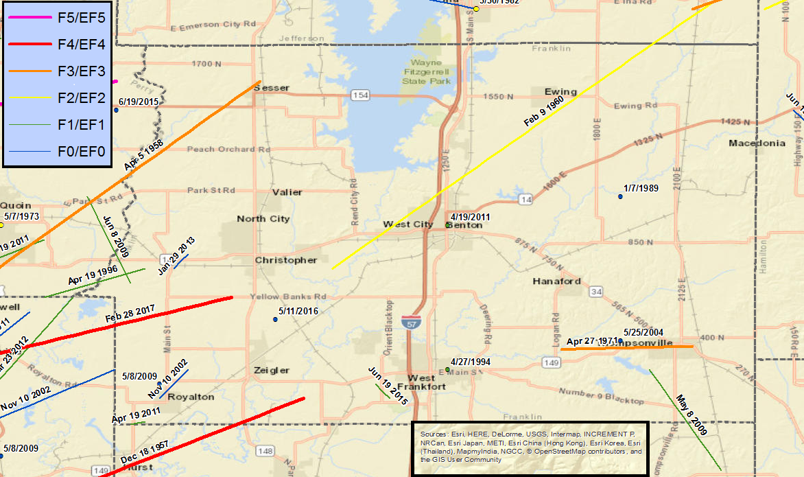 SEVERE WEATHER RECORDS FOR EACH COUNTY IN THE NWS PADUCAH WARNING AREA